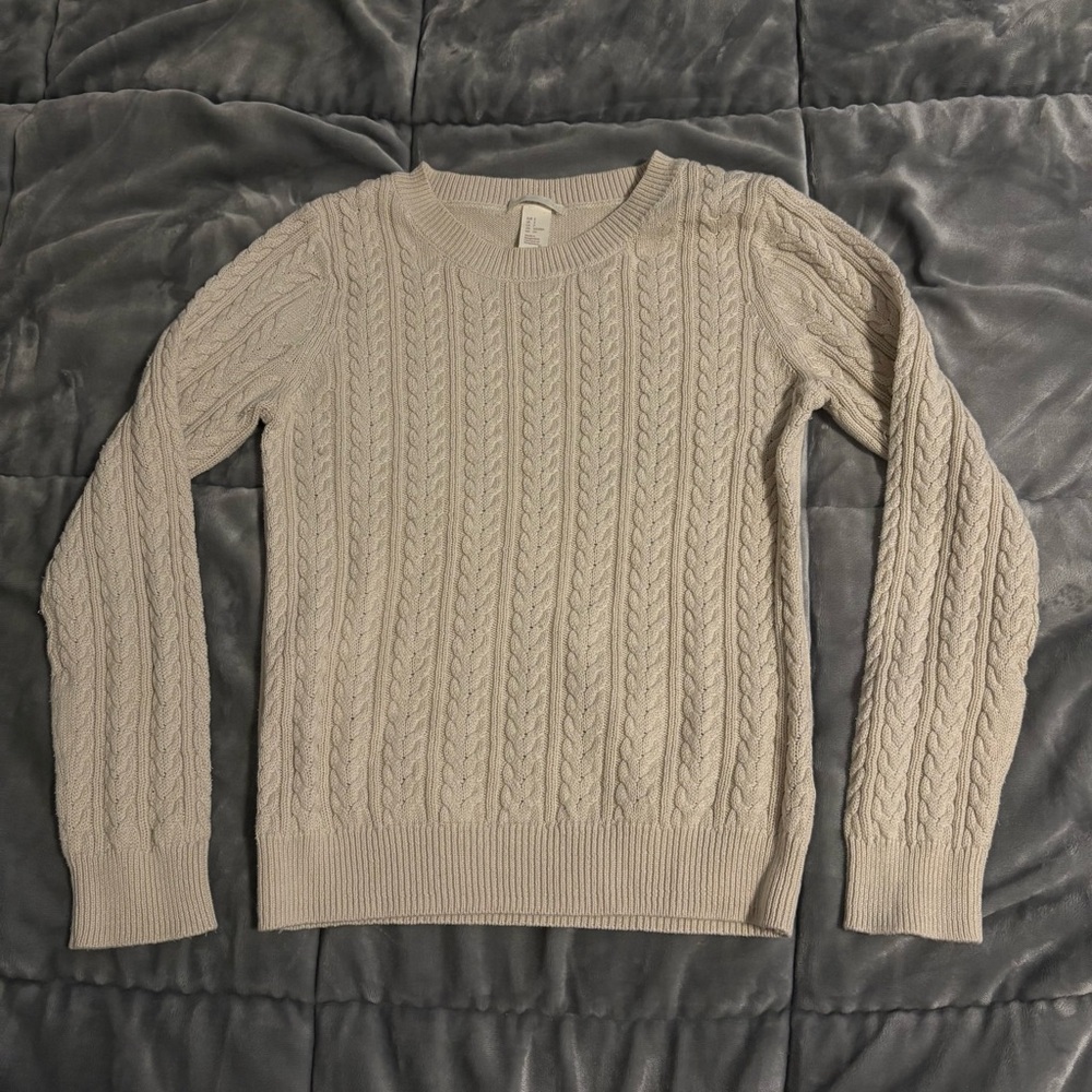 Cable Knit Cream White Sweater, H & M
